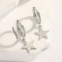 1 Pair Elegant Glam Cross Round Star Handmade Inlay Copper Zircon K Gold Plated White Gold Plated Drop Earrings sku image 1