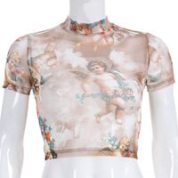 Women's Blouses Sexy Tropical Floral Chiffon High Elastic Crop Tops main image 4