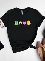 Mujeres Playeras Manga Corta Camisetas Impresión Casual Trébol Letra main image 1