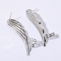 1 Pair Elegant Simple Style Wings Polishing Plating Inlay Copper Zircon 18K Gold Plated Ear Studs main image 4