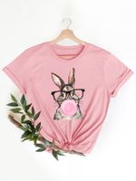 Women's T-shirt Short Sleeve T-Shirts Printing Casual Rabbit main image 2