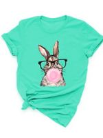 Mujeres Playeras Manga Corta Camisetas Impresión Casual Conejo main image 1