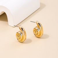 1 Pair IG Style Simple Style Spiral Stripe Plating Alloy Ear Studs main image 4