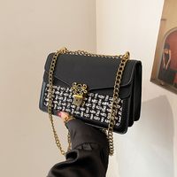 Women's Medium Pu Leather Color Block Classic Style Lock Clasp Crossbody Bag main image 4