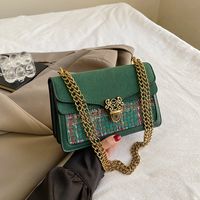 Women's Medium Pu Leather Color Block Classic Style Lock Clasp Crossbody Bag main image 5