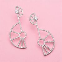 1 Pair Casual Simple Style Sector Polishing Copper Zircon Ear Studs main image 3