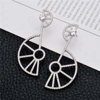 1 Pair Casual Simple Style Sector Polishing Copper Zircon Ear Studs main image 4