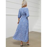 Frau Normales Kleid Pastoral V-Ausschnitt Halbarm Drucken Maxi Langes Kleid Ferien Täglich main image 4