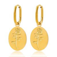 1 Pair IG Style Simple Style Oval Rose 304 Stainless Steel Gold Plated Drop Earrings main image 6