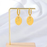 1 Pair IG Style Simple Style Oval Rose 304 Stainless Steel Gold Plated Drop Earrings main image 4