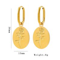 1 Pair IG Style Simple Style Oval Rose 304 Stainless Steel Gold Plated Drop Earrings main image 2