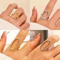 Stainless Steel 18K Gold Plated Gold Plated Casual Modern Style Streetwear Oval Hollow Out Open Rings main image 1