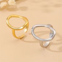 Stainless Steel 18K Gold Plated Gold Plated Casual Modern Style Streetwear Oval Hollow Out Open Rings main image 3
