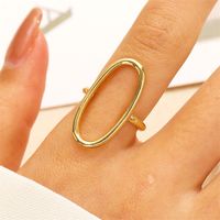 Stainless Steel 18K Gold Plated Gold Plated Casual Modern Style Streetwear Oval Hollow Out Open Rings sku image 4
