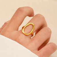 Stainless Steel 18K Gold Plated Gold Plated Casual Modern Style Streetwear Oval Hollow Out Open Rings sku image 3
