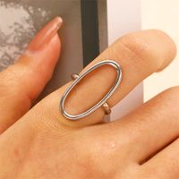 Stainless Steel 18K Gold Plated Gold Plated Casual Modern Style Streetwear Oval Hollow Out Open Rings sku image 1