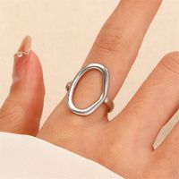Stainless Steel 18K Gold Plated Gold Plated Casual Modern Style Streetwear Oval Hollow Out Open Rings sku image 1