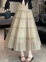 Sommer Einfacher Stil Einfarbig Polyester Midi-Kleid Röcke main image 2