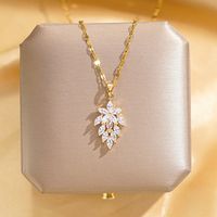 304 Stainless Steel Copper 18K Gold Plated Glam Luxurious Plating Inlay Solid Color Diamond Pendant Necklace main image 4