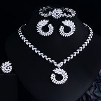 Copper White Gold Plated IG Style Shiny Inlay Grain Artificial Gemstones Jewelry Set sku image 1
