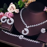Copper White Gold Plated IG Style Shiny Inlay Grain Artificial Gemstones Jewelry Set main image 4