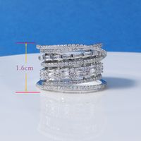 Wholesale Glam Shiny Lines Copper Irregular Layered Inlay Gold Plated Rhodium Plated Zircon Rings main image 2