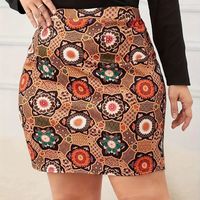 Summer Streetwear Flower Spandex Polyester Knee-Length Skirts sku image 1