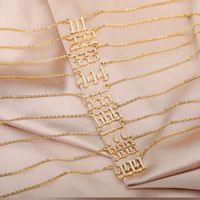 Cobre Blanco Oro Plateado Chapado En Oro Estilo Simple Número Embutido Circón Collar Colgante main image 4