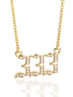 Copper White Gold Plated Gold Plated Simple Style Number Inlay Zircon Pendant Necklace sku image 3