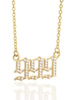 Copper White Gold Plated Gold Plated Simple Style Number Inlay Zircon Pendant Necklace sku image 9