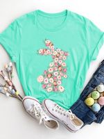 Women's T-shirt Short Sleeve T-Shirts Printing Casual Streetwear Flower main image 2