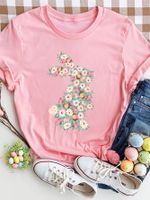 Women's T-shirt Short Sleeve T-Shirts Printing Casual Streetwear Flower main image 1