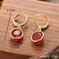 1 Pair Elegant Shiny Round Inlay Copper Crystal 14K Gold Plated Drop Earrings sku image 4