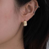 1 Pair Retro XUPING Simple Style Geometric 304 Stainless Steel 18K Gold Plated Raw Steel Ear Studs main image 4