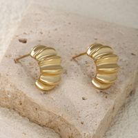 1 Pair Retro XUPING Simple Style Geometric 304 Stainless Steel 18K Gold Plated Raw Steel Ear Studs main image 7
