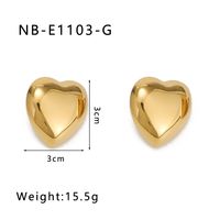 1 Pair IG Style Modern Style Simple Style Heart Shape 304 Stainless Steel 18K Gold Plated Ear Studs sku image 1