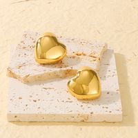 1 Pair IG Style Modern Style Simple Style Heart Shape 304 Stainless Steel 18K Gold Plated Ear Studs main image 3