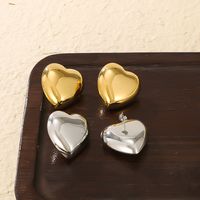 1 Pair IG Style Modern Style Simple Style Heart Shape 304 Stainless Steel 18K Gold Plated Ear Studs main image 5