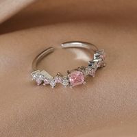 Wholesale Simple Style Shiny Star Water Droplets Heart Shape Copper Inlay White Gold Plated Gold Plated Zircon Open Rings sku image 8