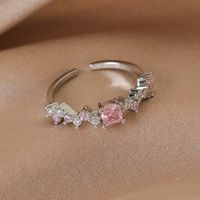 Wholesale Simple Style Shiny Star Water Droplets Heart Shape Copper Inlay White Gold Plated Gold Plated Zircon Open Rings main image 6