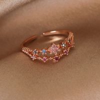 Wholesale Simple Style Shiny Star Water Droplets Heart Shape Copper Inlay White Gold Plated Gold Plated Zircon Open Rings sku image 1