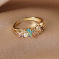 Wholesale Simple Style Shiny Star Water Droplets Heart Shape Copper Inlay White Gold Plated Gold Plated Zircon Open Rings sku image 18