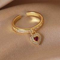 Wholesale Simple Style Shiny Star Water Droplets Heart Shape Copper Inlay White Gold Plated Gold Plated Zircon Open Rings sku image 15
