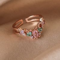 Wholesale Simple Style Shiny Star Water Droplets Heart Shape Copper Inlay White Gold Plated Gold Plated Zircon Open Rings sku image 13