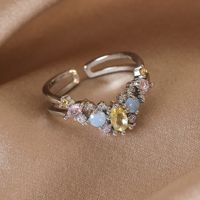 Wholesale Simple Style Shiny Star Water Droplets Heart Shape Copper Inlay White Gold Plated Gold Plated Zircon Open Rings sku image 14