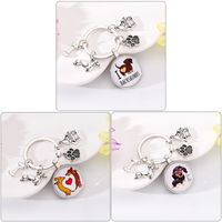 Cute Simple Style Dog Paw Print Unforgettable Alloy Glass Inlay Glass Bag Pendant Keychain main image 1