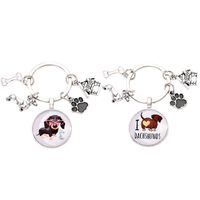 Cute Simple Style Dog Paw Print Unforgettable Alloy Glass Inlay Glass Bag Pendant Keychain main image 5