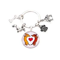 Cute Simple Style Dog Paw Print Unforgettable Alloy Glass Inlay Glass Bag Pendant Keychain main image 6