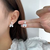 1 Pair Casual Sweet Butterfly Bow Knot Plating Inlay Alloy Artificial Crystal Pearl Drop Earrings main image 5