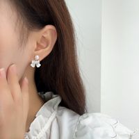 1 Pair Casual Sweet Butterfly Bow Knot Plating Inlay Alloy Artificial Crystal Pearl Drop Earrings main image 3
